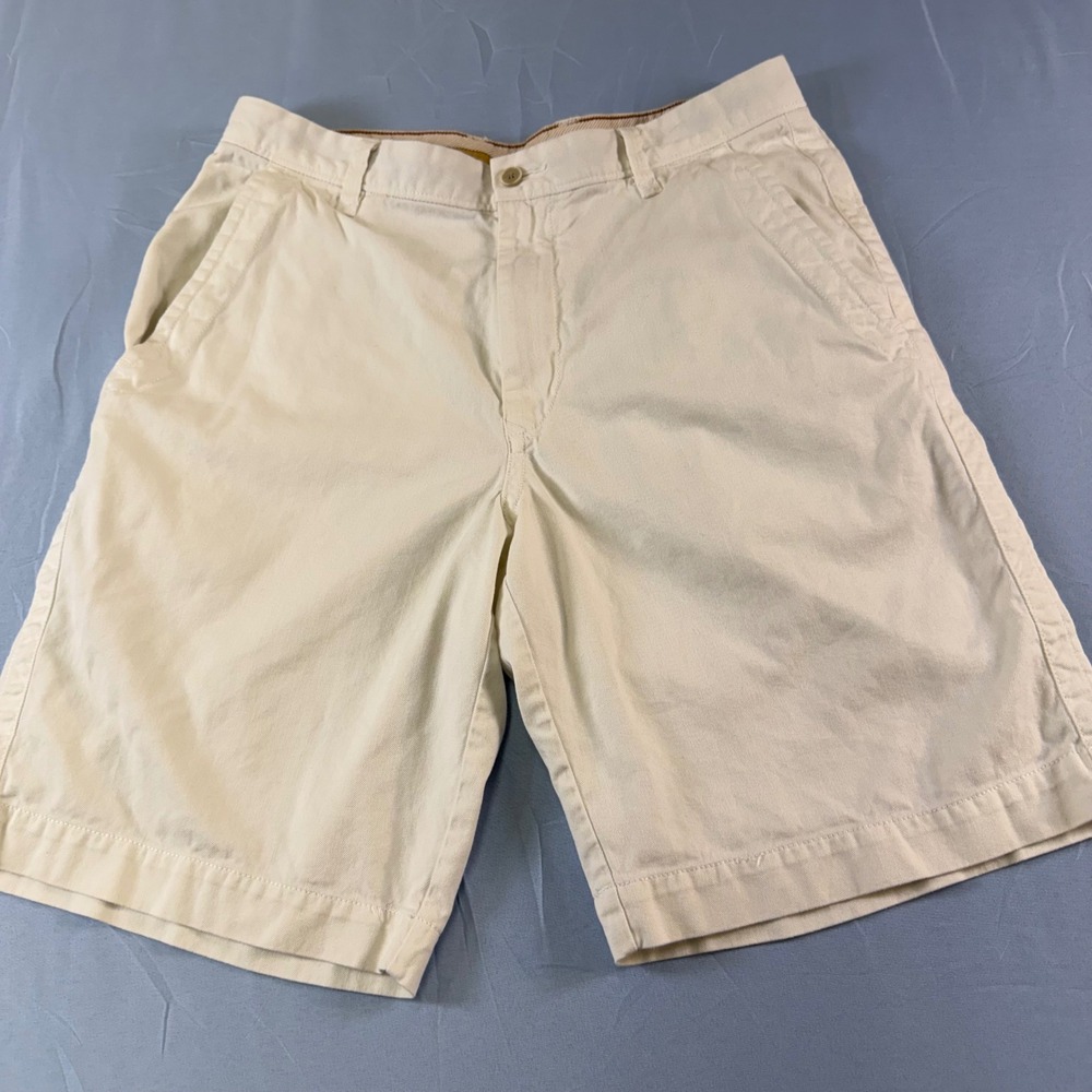 Tommy Bahama Men 32 Cotton Silk Herringbone Chino Shorts Off White Cream RN86549